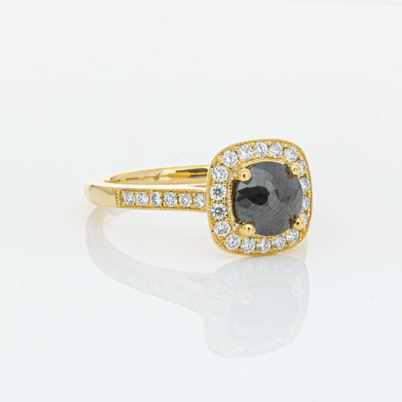 18ct Yellow Gold Black Diamond Aurora Ring-Ring-Walker & Hall