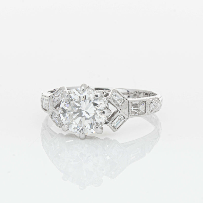 Vintage Platinum 1.31ct Diamond Ring-Ring-Walker & Hall