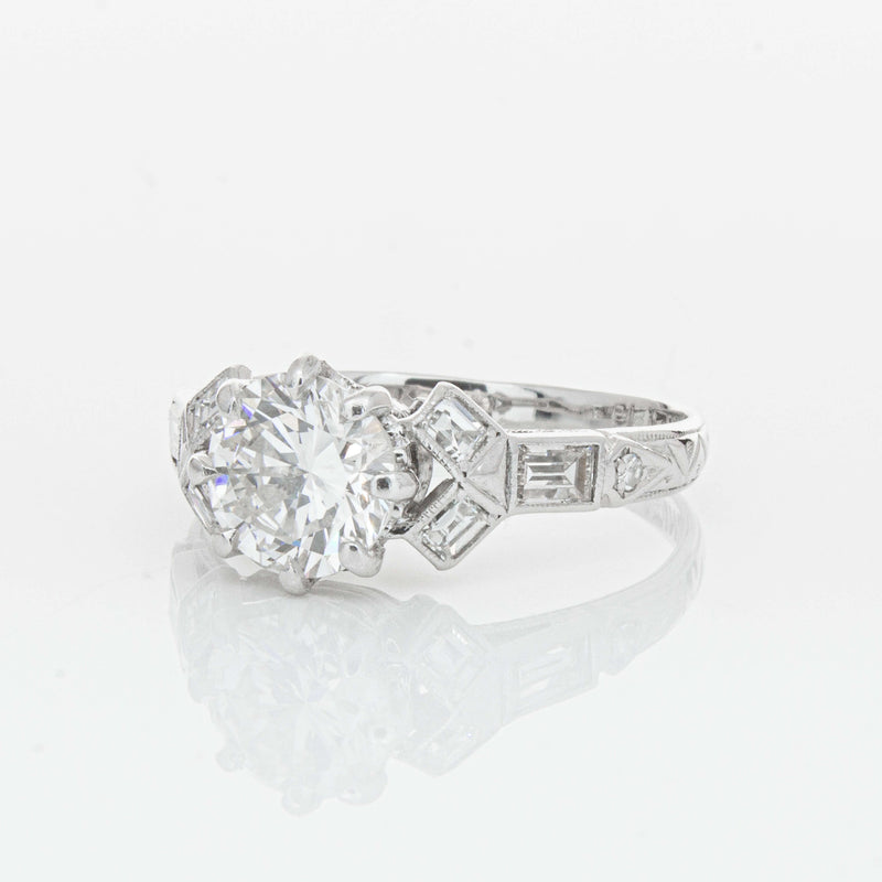 Vintage Platinum 1.31ct Diamond Ring-Ring-Walker & Hall