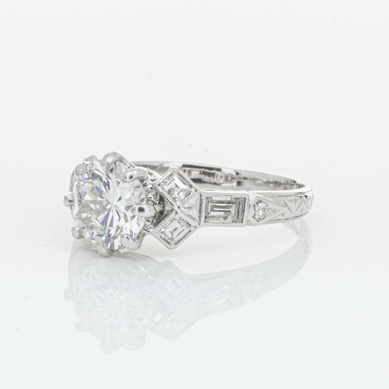 Vintage Platinum 1.31ct Diamond Ring-Ring-Walker & Hall