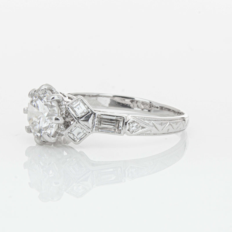 Vintage Platinum 1.31ct Diamond Ring-Ring-Walker & Hall