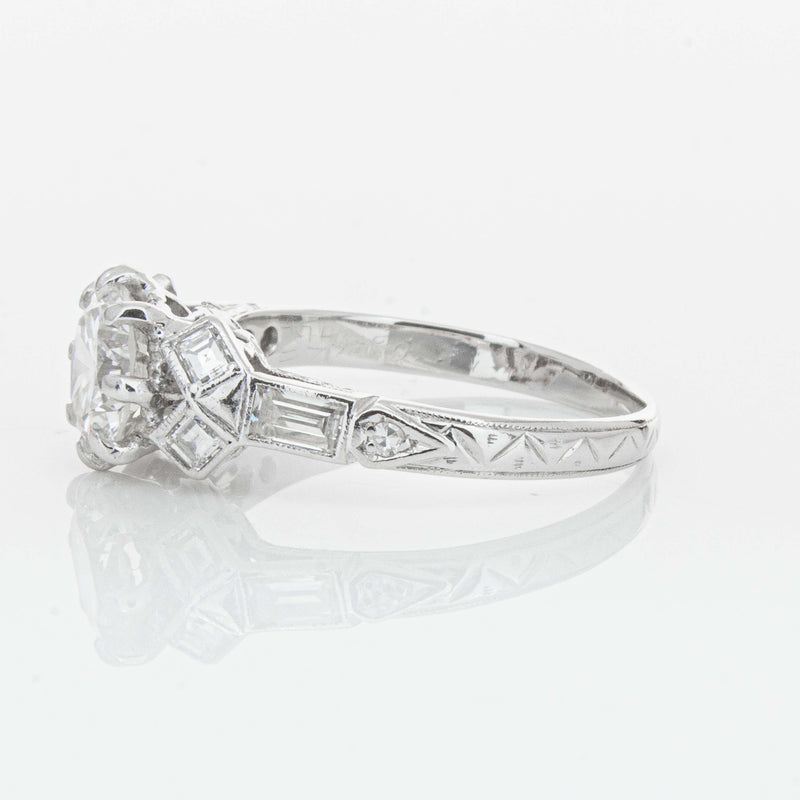 Vintage Platinum 1.31ct Diamond Ring-Ring-Walker & Hall