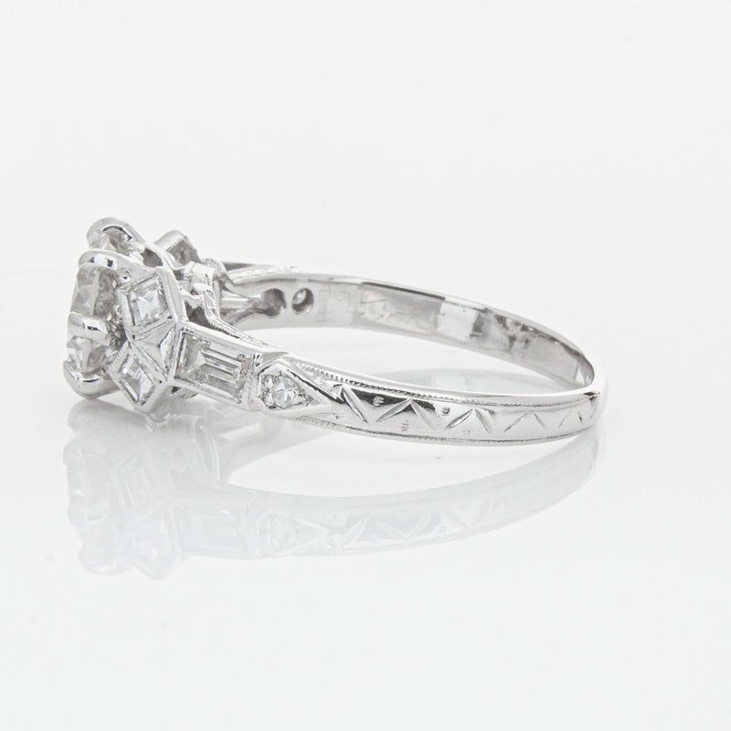 Vintage Platinum 1.31ct Diamond Ring-Ring-Walker & Hall