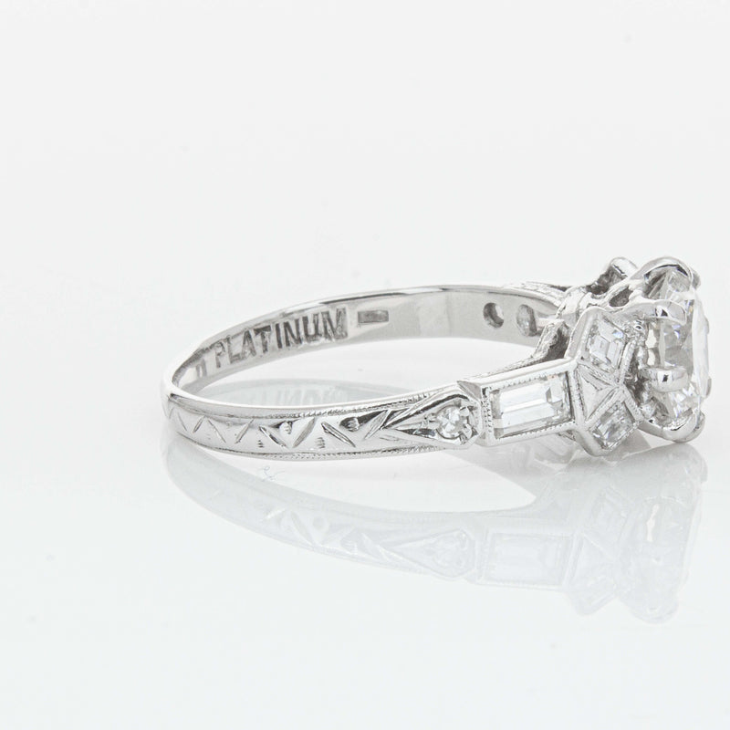 Vintage Platinum 1.31ct Diamond Ring-Ring-Walker & Hall