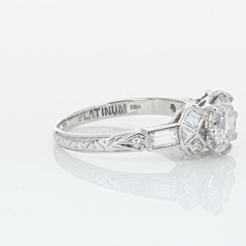 Vintage Platinum 1.31ct Diamond Ring-Ring-Walker & Hall