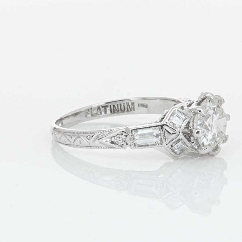 Vintage Platinum 1.31ct Diamond Ring-Ring-Walker & Hall