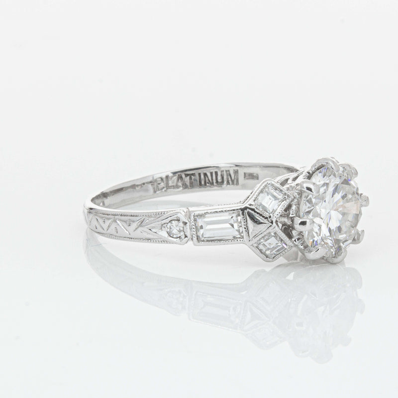 Vintage Platinum 1.31ct Diamond Ring-Ring-Walker & Hall