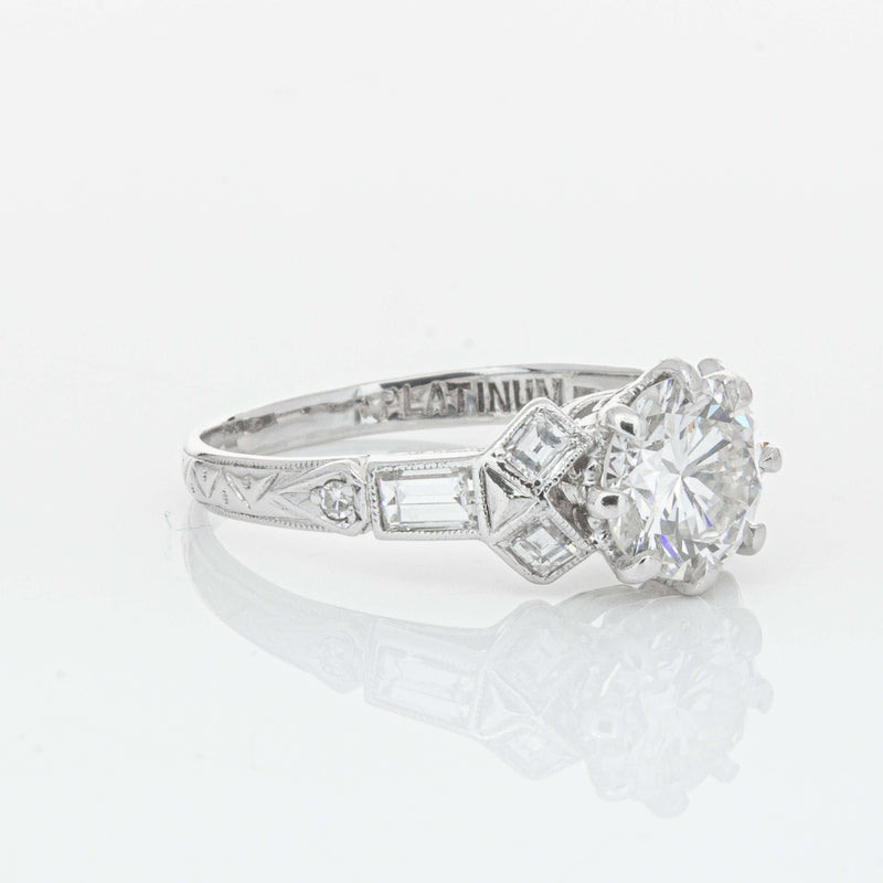 Vintage Platinum 1.31ct Diamond Ring-Ring-Walker & Hall