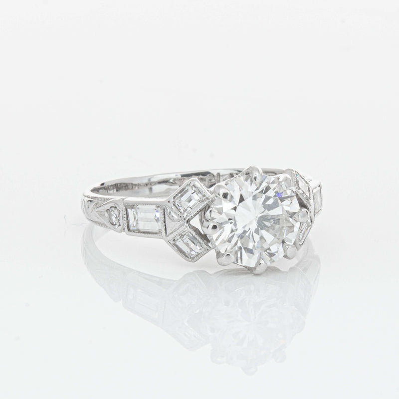 Vintage Platinum 1.31ct Diamond Ring-Ring-Walker & Hall