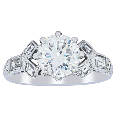 Vintage Platinum 1.31ct Diamond Ring-Ring-Walker & Hall