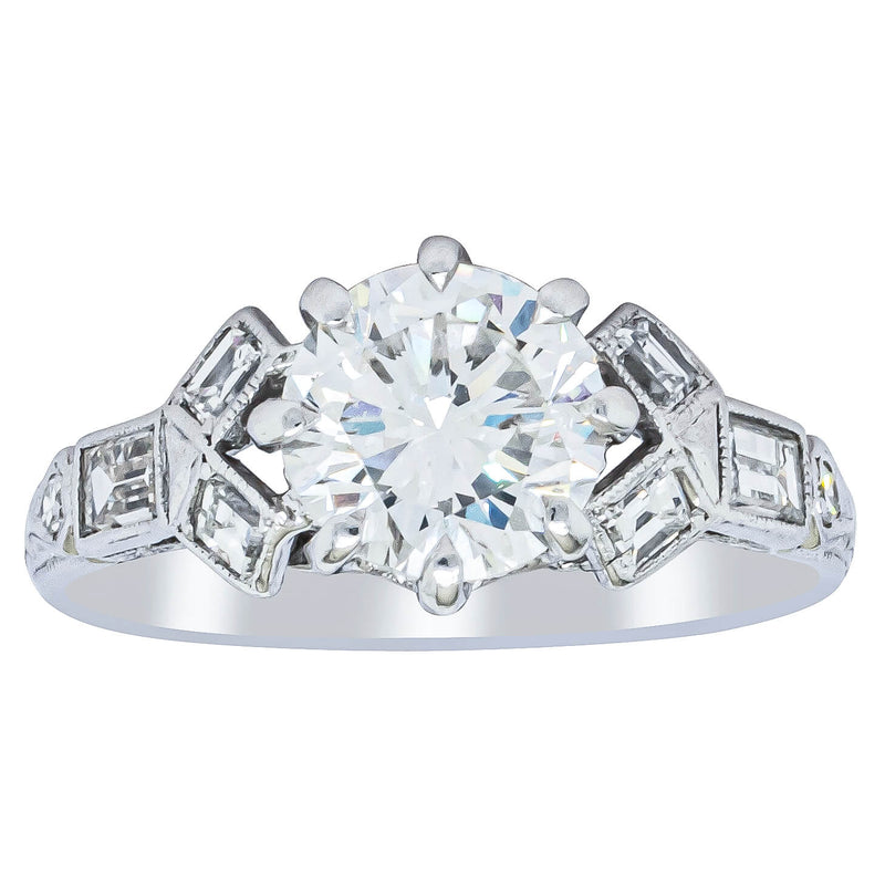 Vintage Platinum 1.31ct Diamond Ring-Ring-Walker & Hall