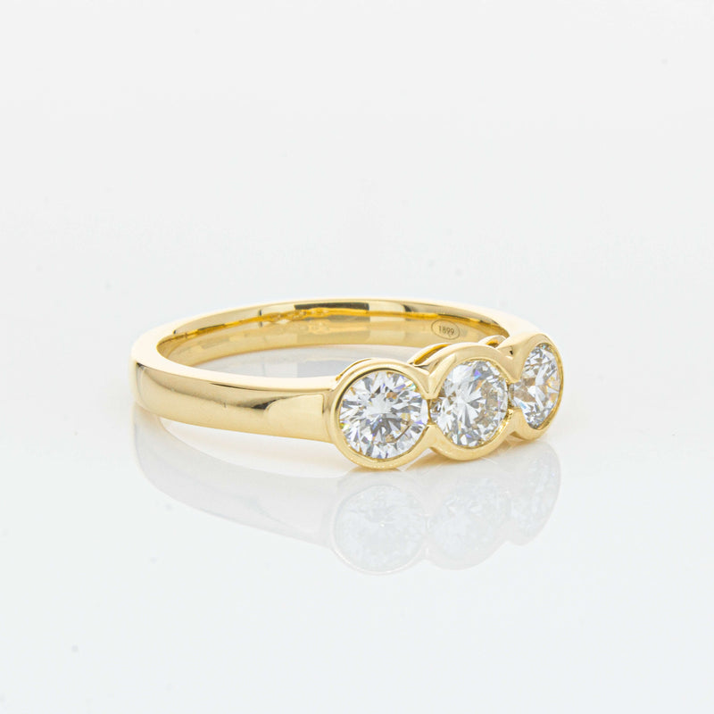18ct Yellow Gold .91ct Diamond Three-Stone Natalia Ring-Ring-Walker & Hall