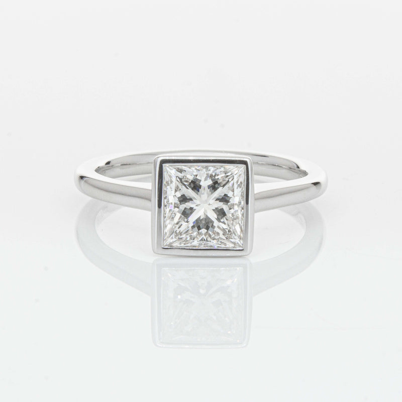 18ct White Gold 1.50ct Reclaimed Princess Cut Diamond Natalia Ring-Ring-Walker & Hall