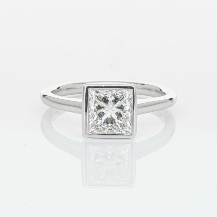 18ct White Gold 1.50ct Reclaimed Princess Cut Diamond Natalia Ring-Ring-Walker & Hall