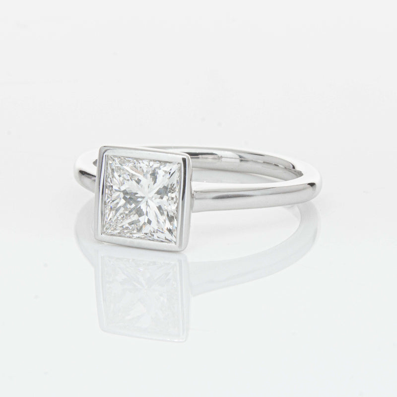 18ct White Gold 1.50ct Reclaimed Princess Cut Diamond Natalia Ring-Ring-Walker & Hall