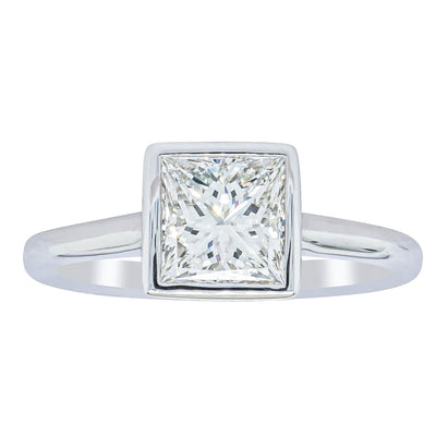 18ct White Gold 1.50ct Reclaimed Princess Cut Diamond Natalia Ring-Ring-Walker & Hall