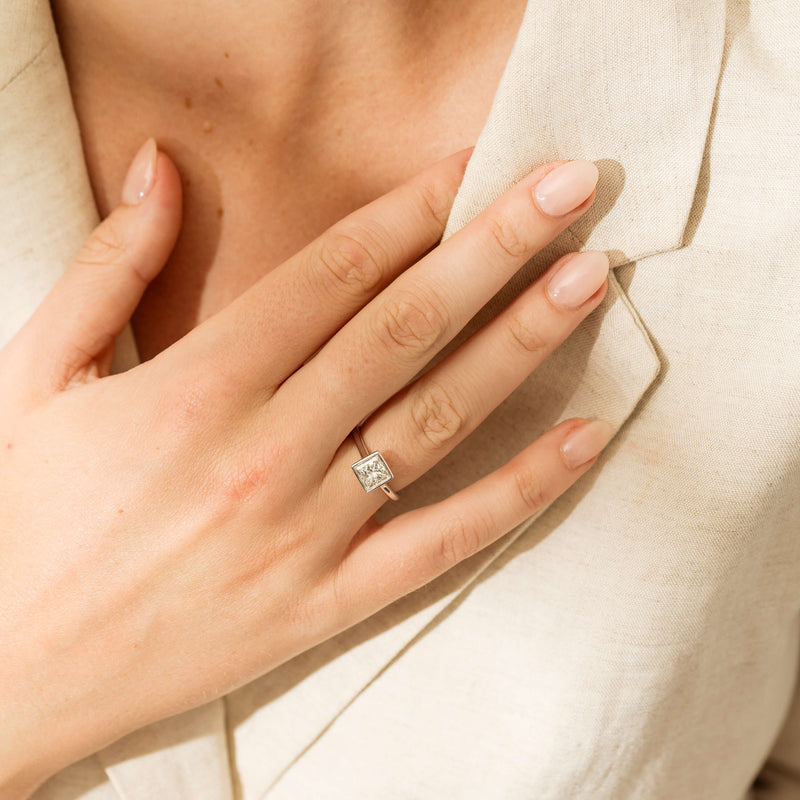 18ct White Gold 1.50ct Reclaimed Princess Cut Diamond Natalia Ring-Ring-Walker & Hall