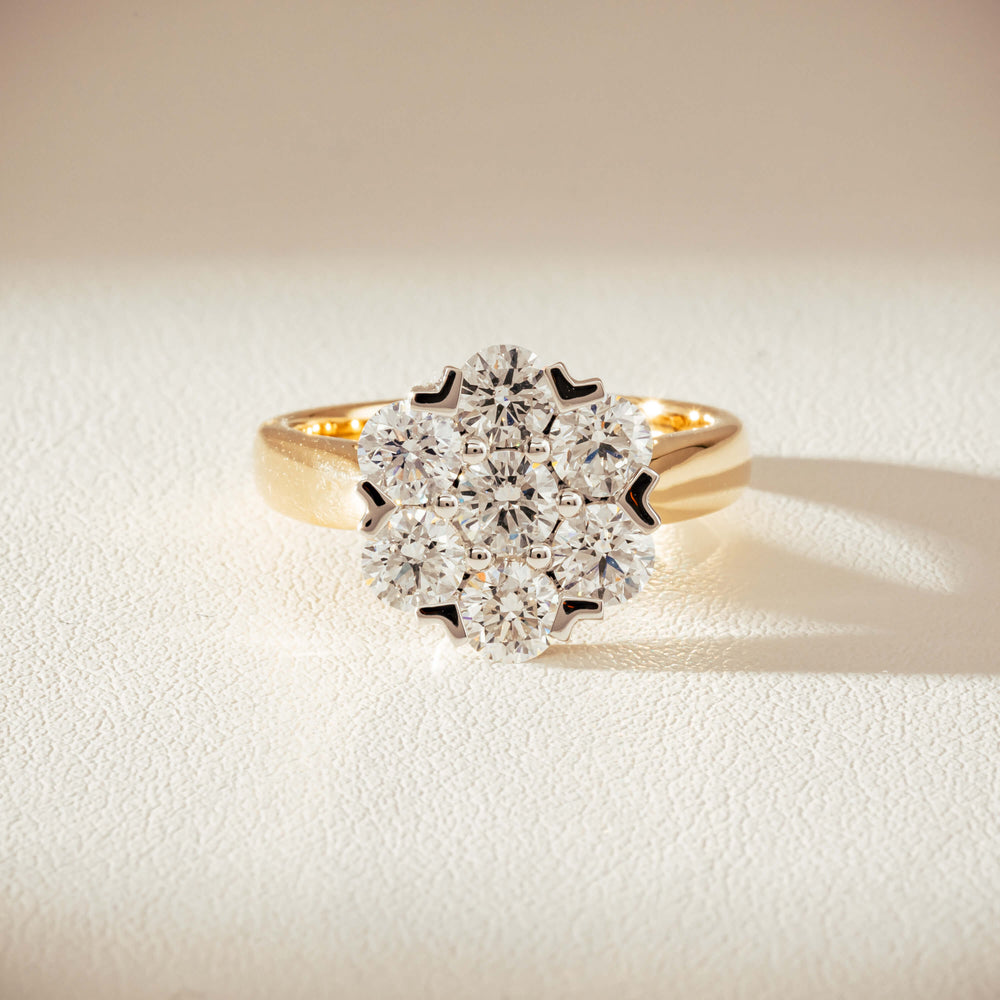 18ct Yellow Gold 1.87ct Diamond Lotus Ring-Ring-Walker & Hall