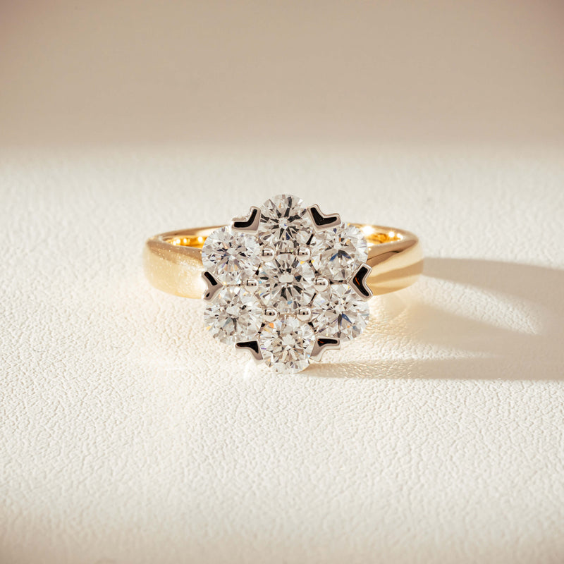 18ct Yellow Gold 1.87ct Diamond Lotus Ring-Ring-Walker & Hall