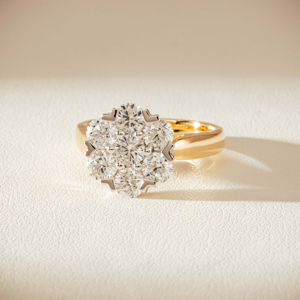 18ct Yellow Gold 1.87ct Diamond Lotus Ring-Ring-Walker & Hall