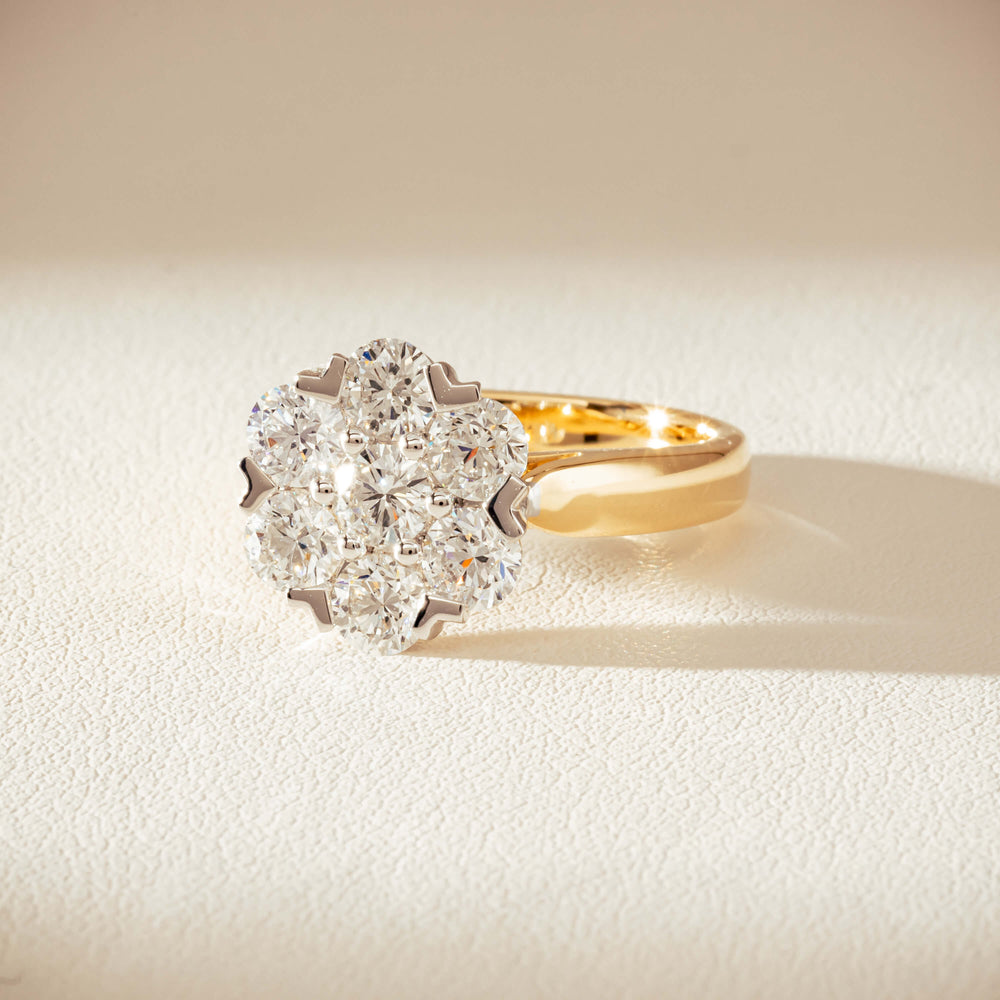 18ct Yellow Gold 1.87ct Diamond Lotus Ring-Ring-Walker & Hall