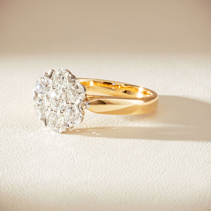 18ct Yellow Gold 1.87ct Diamond Lotus Ring-Ring-Walker & Hall