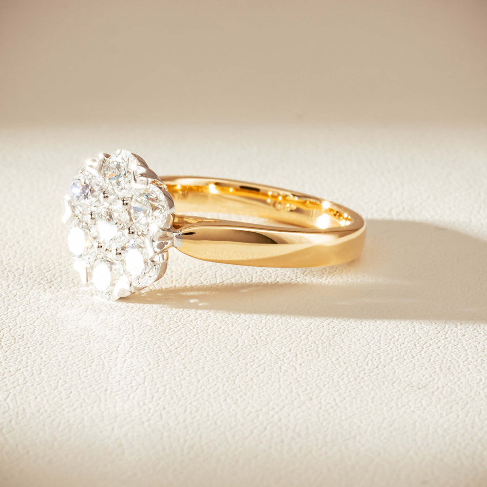 18ct Yellow Gold 1.87ct Diamond Lotus Ring-Ring-Walker & Hall