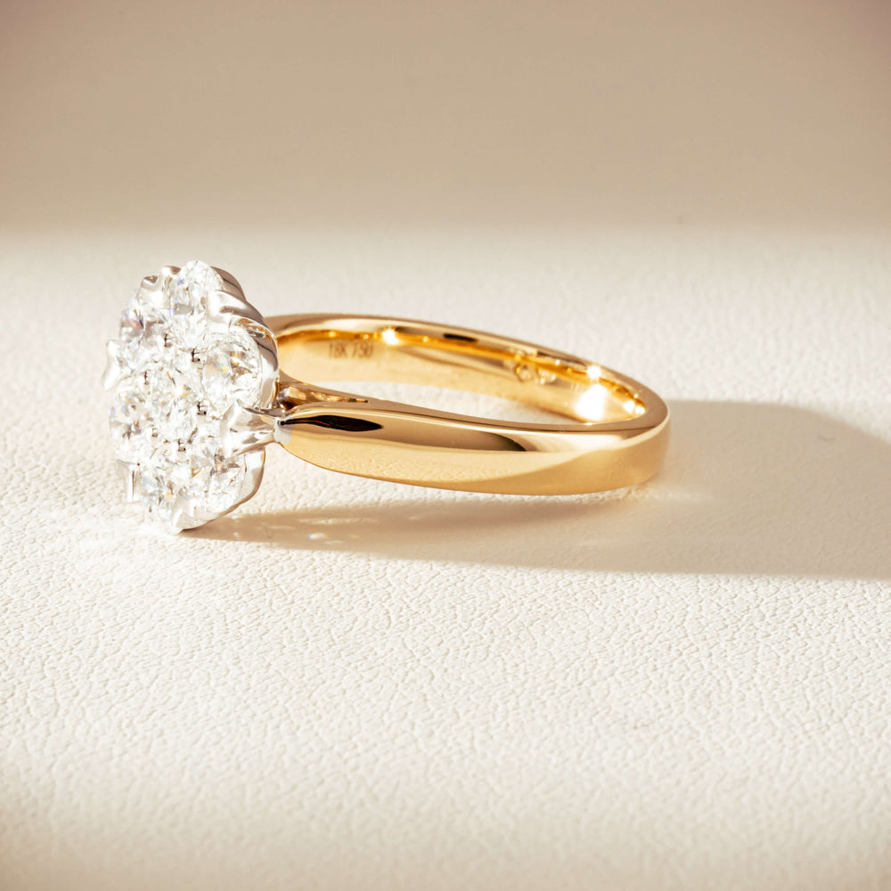 18ct Yellow Gold 1.87ct Diamond Lotus Ring-Ring-Walker & Hall
