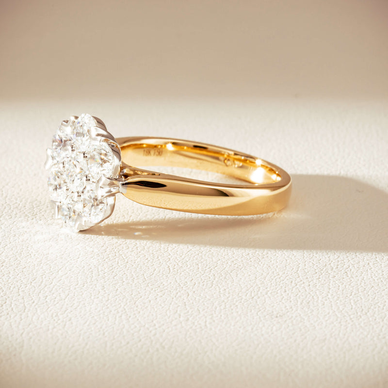 18ct Yellow Gold 1.87ct Diamond Lotus Ring-Ring-Walker & Hall