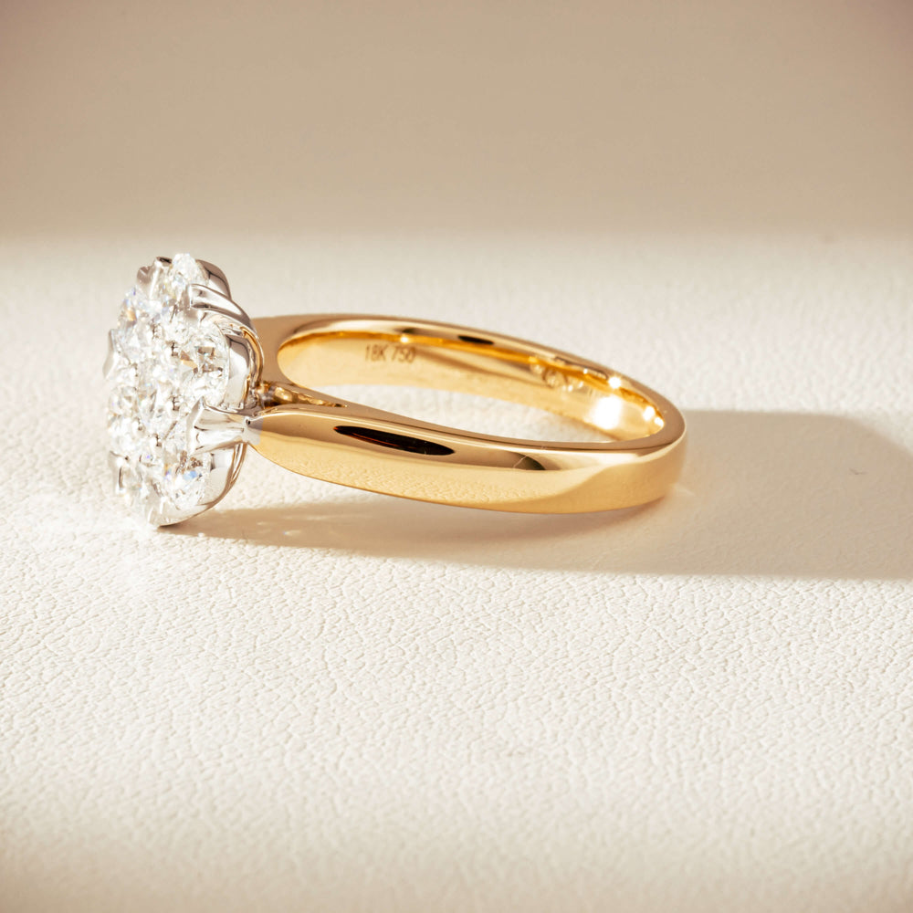 18ct Yellow Gold 1.87ct Diamond Lotus Ring-Ring-Walker & Hall