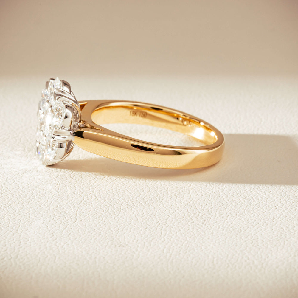 18ct Yellow Gold 1.87ct Diamond Lotus Ring-Ring-Walker & Hall