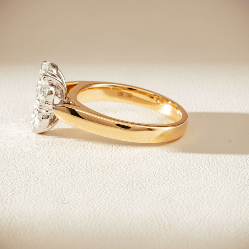 18ct Yellow Gold 1.87ct Diamond Lotus Ring-Ring-Walker & Hall