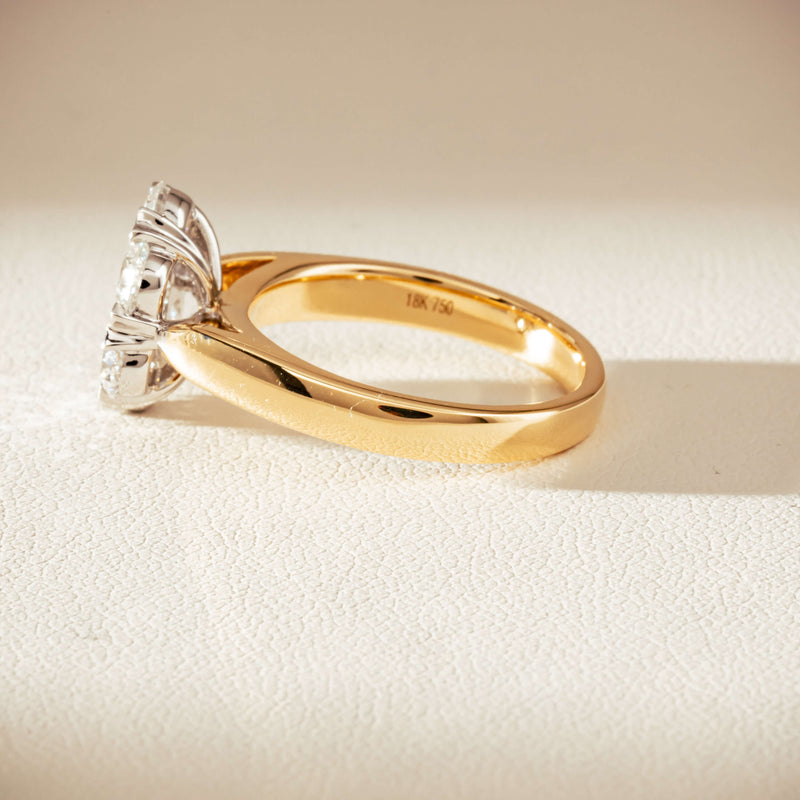 18ct Yellow Gold 1.87ct Diamond Lotus Ring-Ring-Walker & Hall
