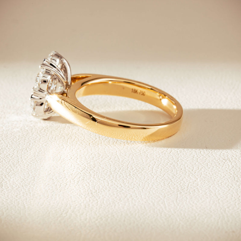 18ct Yellow Gold 1.87ct Diamond Lotus Ring-Ring-Walker & Hall