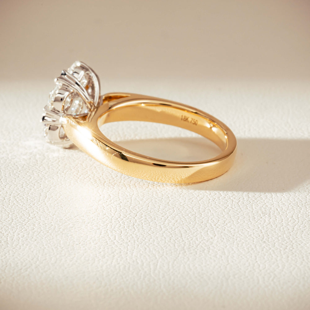 18ct Yellow Gold 1.87ct Diamond Lotus Ring-Ring-Walker & Hall