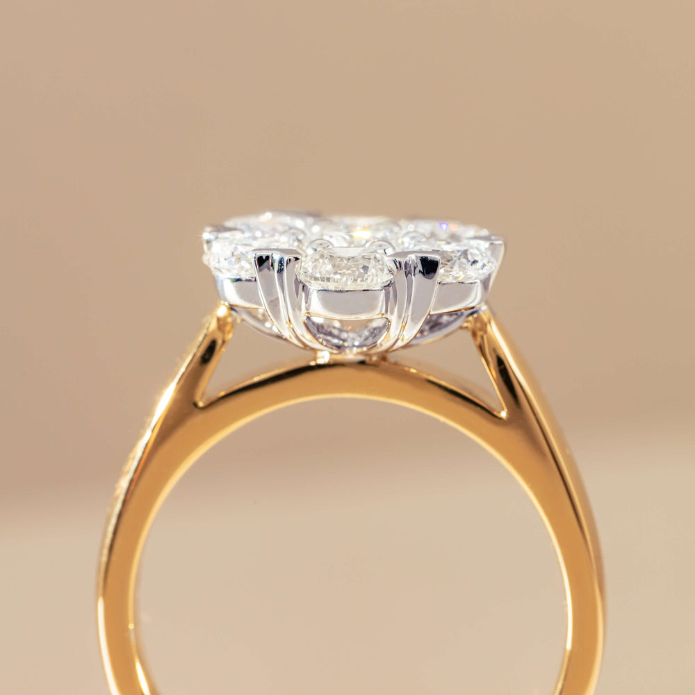 18ct Yellow Gold 1.87ct Diamond Lotus Ring-Ring-Walker & Hall