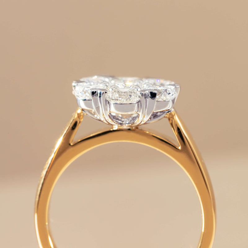 18ct Yellow Gold 1.87ct Diamond Lotus Ring-Ring-Walker & Hall