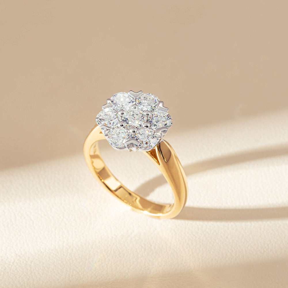 18ct Yellow Gold 1.87ct Diamond Lotus Ring-Ring-Walker & Hall