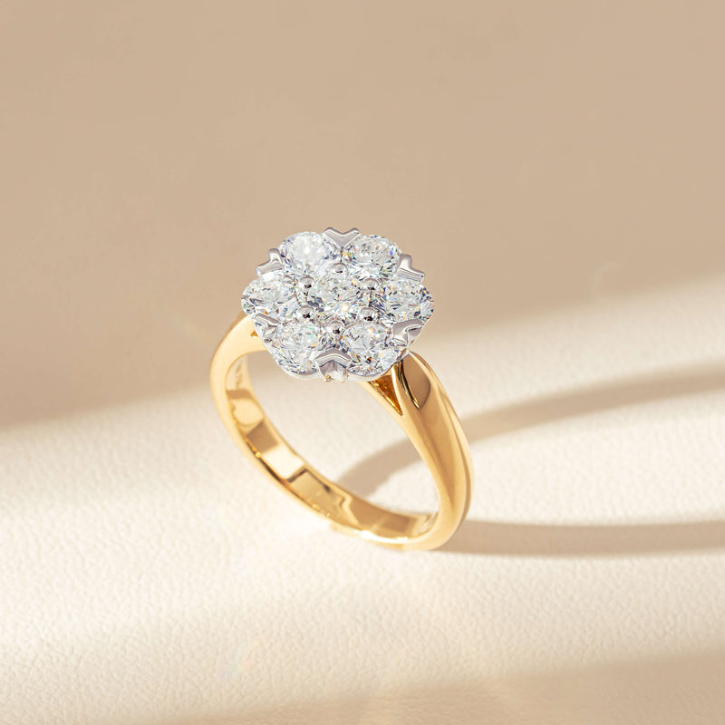 18ct Yellow Gold 1.87ct Diamond Lotus Ring-Ring-Walker & Hall