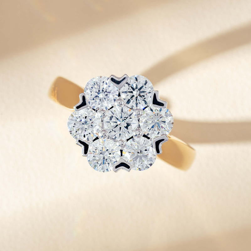 18ct Yellow Gold 1.87ct Diamond Lotus Ring-Ring-Walker & Hall