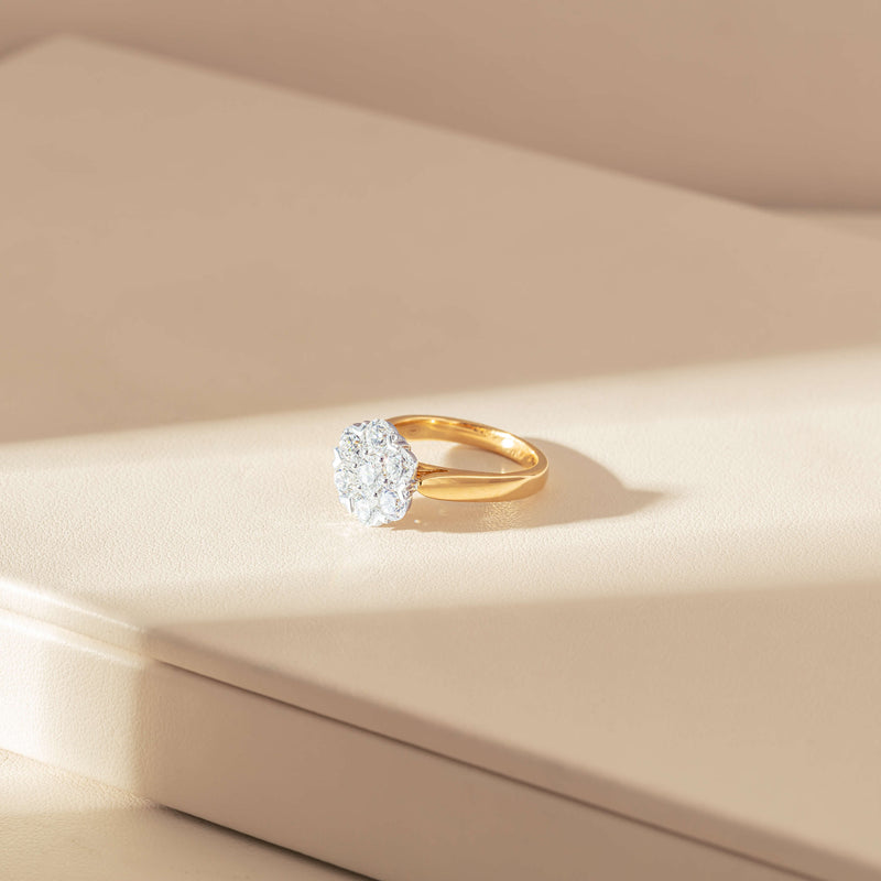 18ct Yellow Gold 1.87ct Diamond Lotus Ring-Ring-Walker & Hall