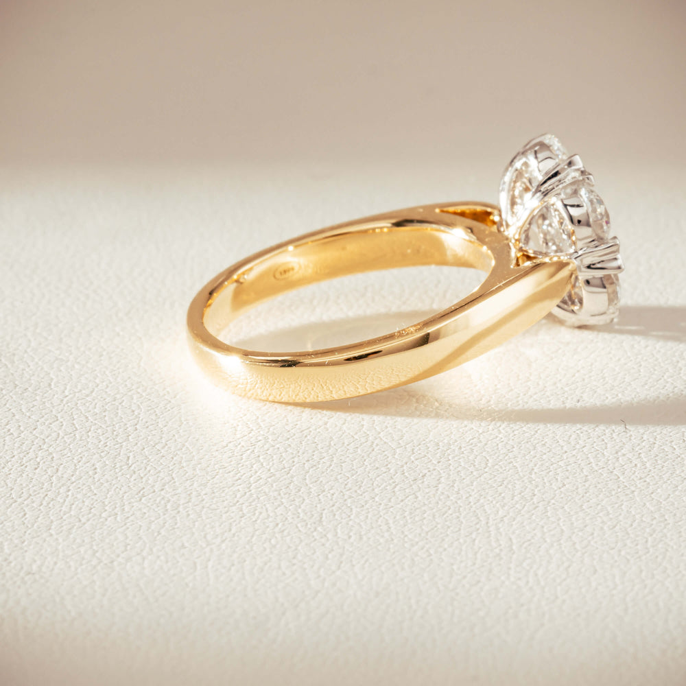 18ct Yellow Gold 1.87ct Diamond Lotus Ring-Ring-Walker & Hall