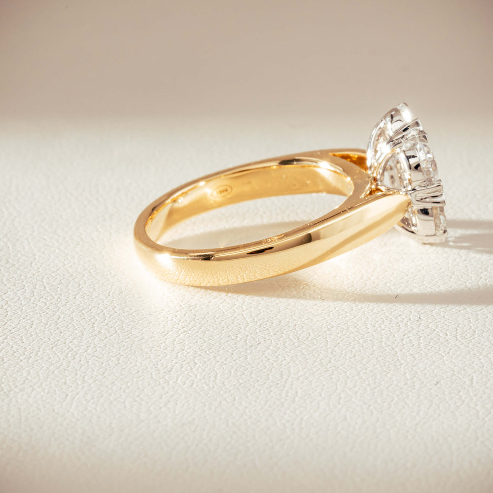 18ct Yellow Gold 1.87ct Diamond Lotus Ring-Ring-Walker & Hall
