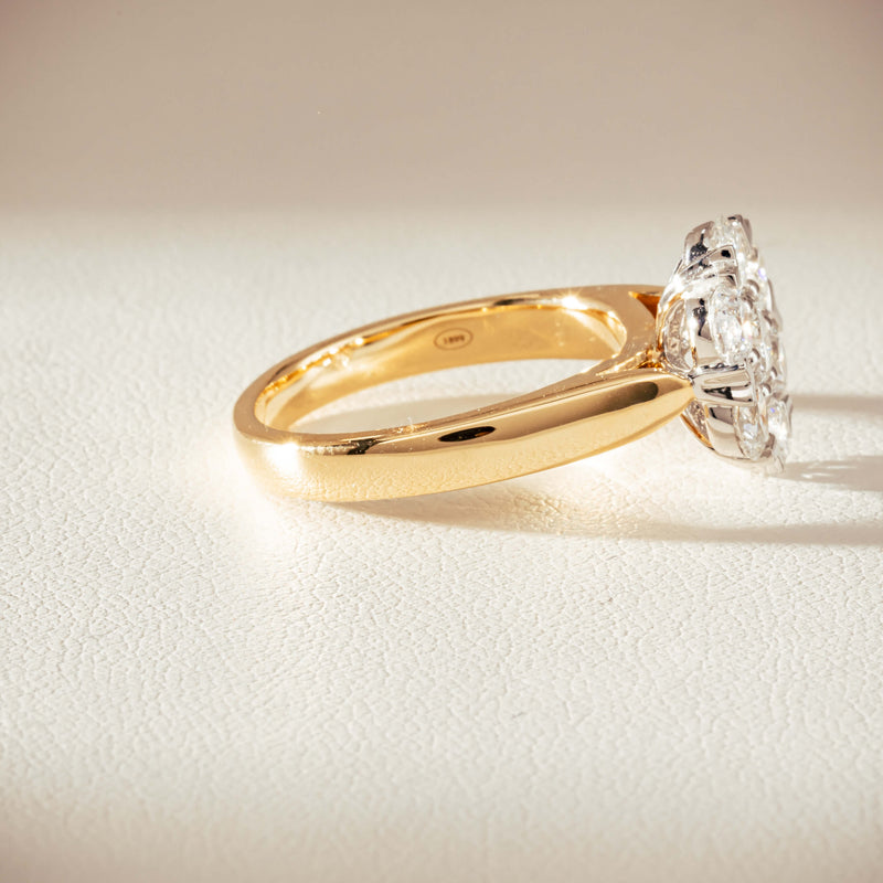 18ct Yellow Gold 1.87ct Diamond Lotus Ring-Ring-Walker & Hall