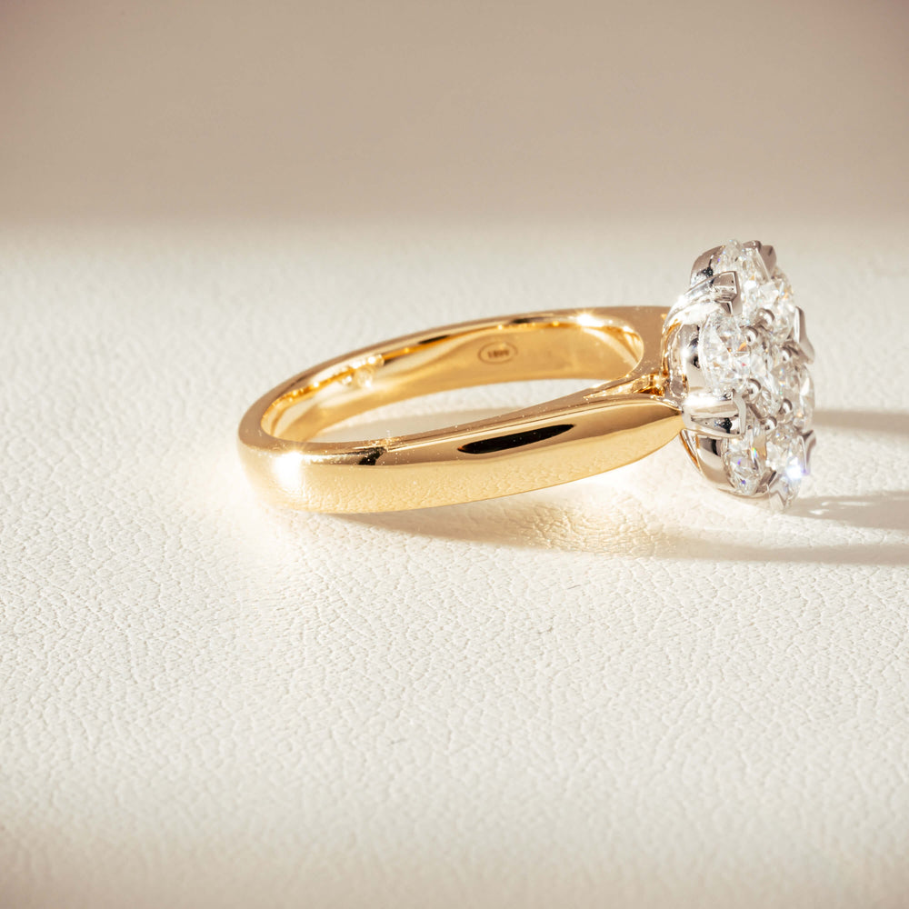 18ct Yellow Gold 1.87ct Diamond Lotus Ring-Ring-Walker & Hall