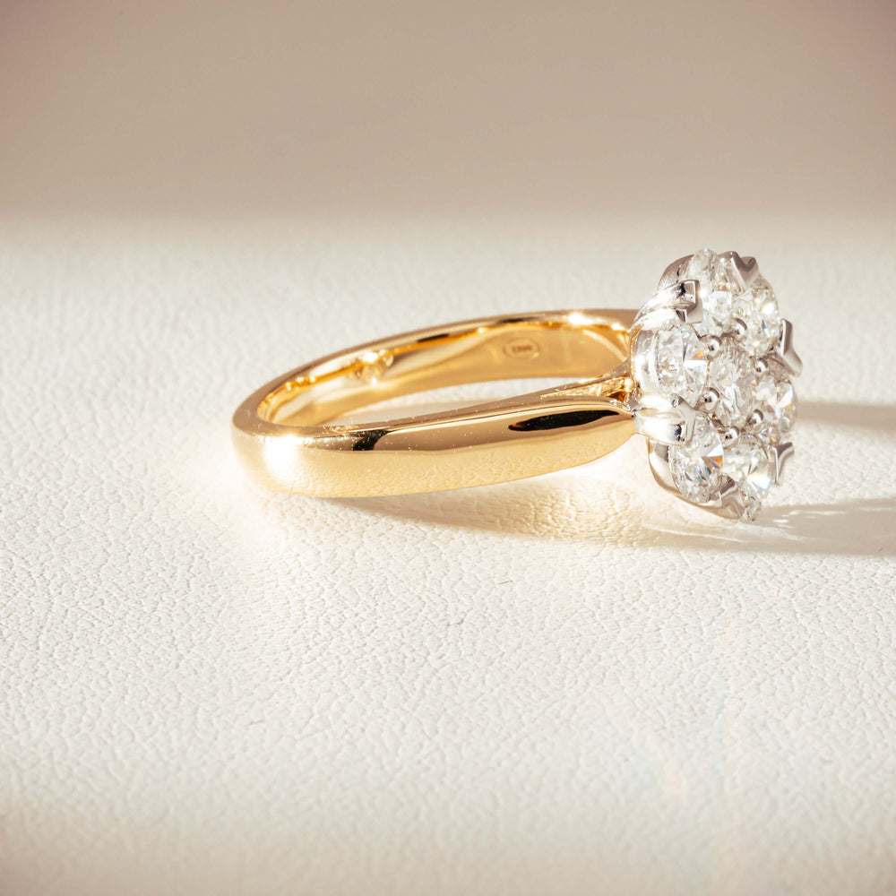 18ct Yellow Gold 1.87ct Diamond Lotus Ring-Ring-Walker & Hall