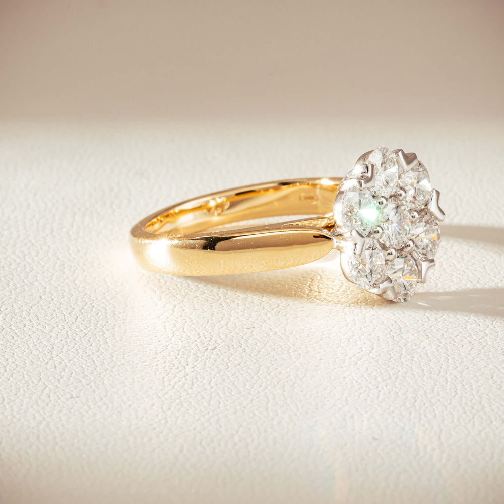 18ct Yellow Gold 1.87ct Diamond Lotus Ring-Ring-Walker & Hall
