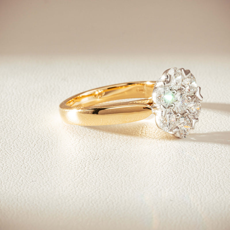 18ct Yellow Gold 1.87ct Diamond Lotus Ring-Ring-Walker & Hall