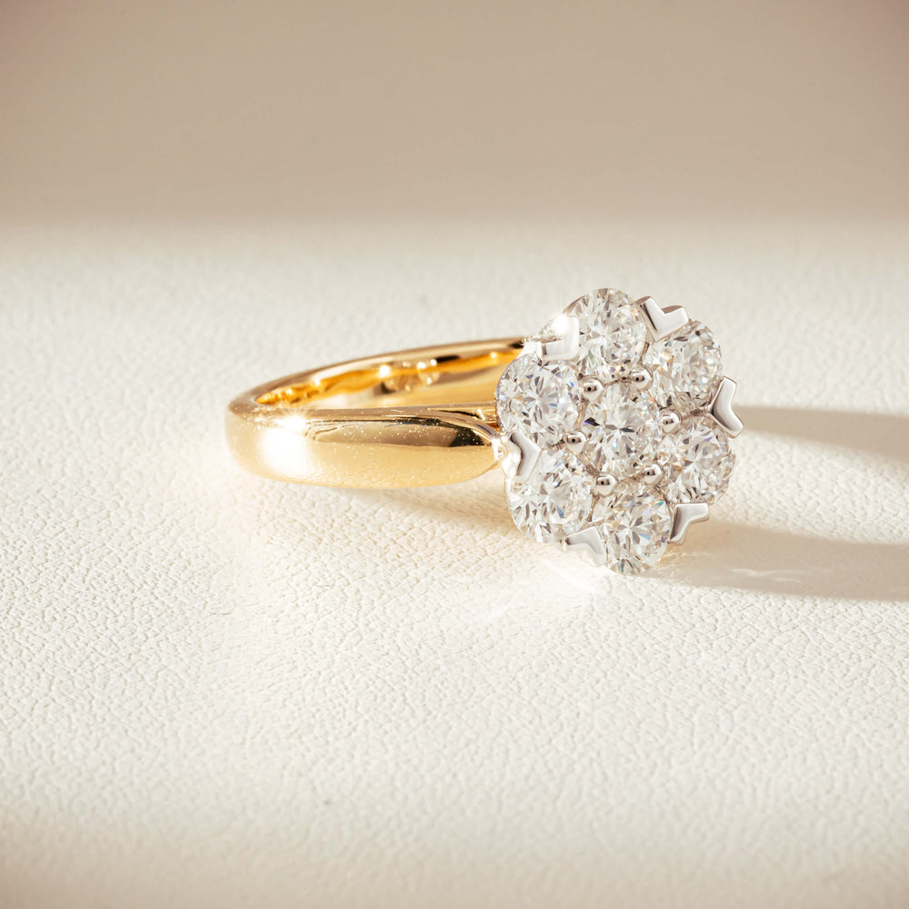18ct Yellow Gold 1.87ct Diamond Lotus Ring-Ring-Walker & Hall