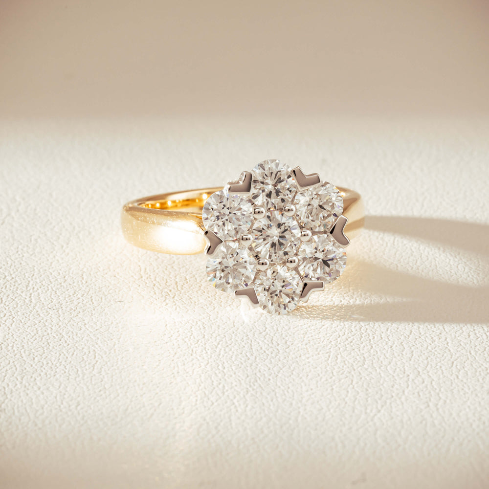 18ct Yellow Gold 1.87ct Diamond Lotus Ring-Ring-Walker & Hall